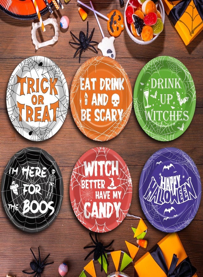 Wiooffen 80Pcs Halloween Party Plates Supplies 7" Halloween Spider Web Tableware Set Spooky Witch Theme Disposable Dessert Plates Decoration Favors for Spider Web Party Table Decor Supplies - Image 4